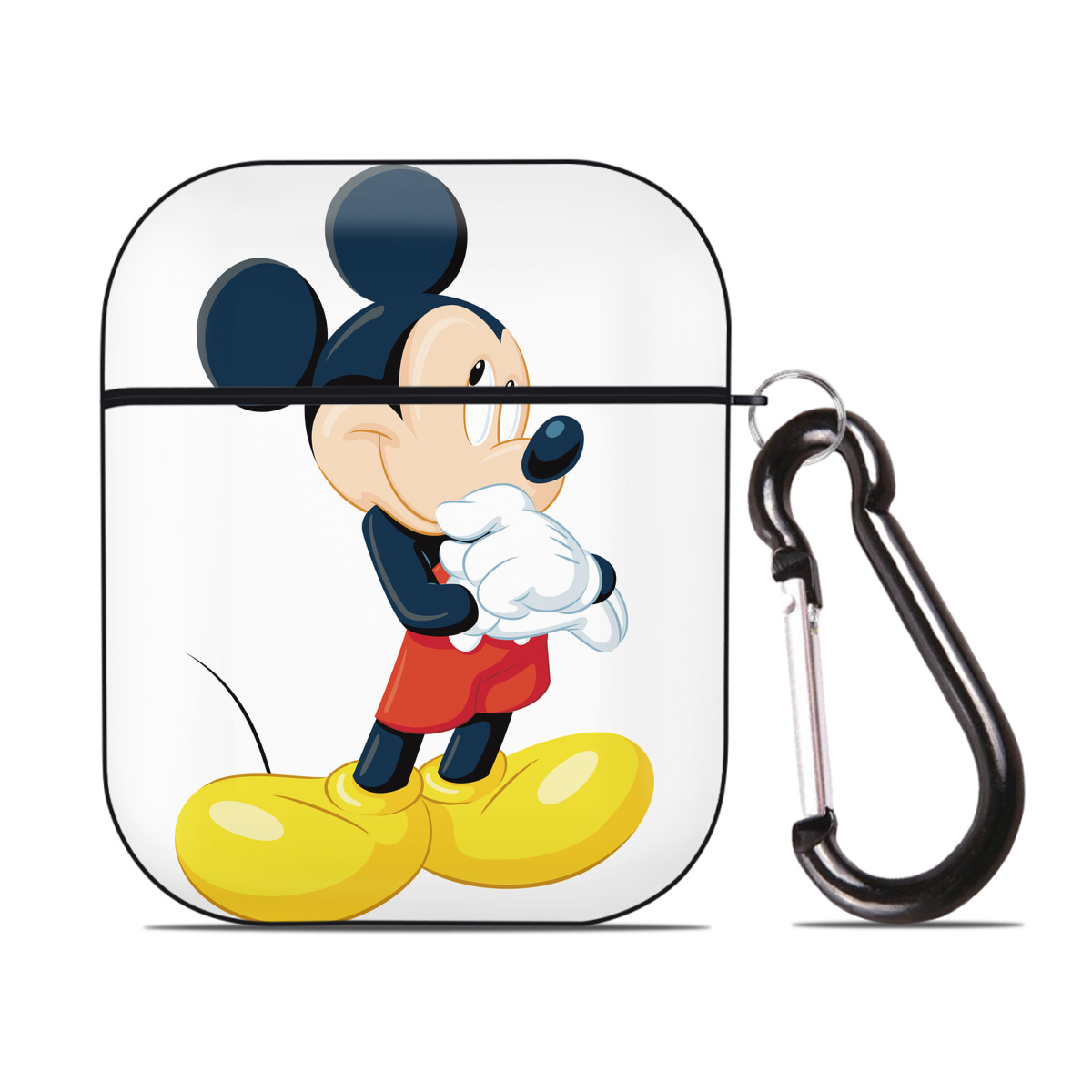 （画像用） ミッキーマウス Mickey Mouse AirPods 第2世代保護ケース ハードシェル ブラック 耐衝撃・防指紋・カラビナ付き