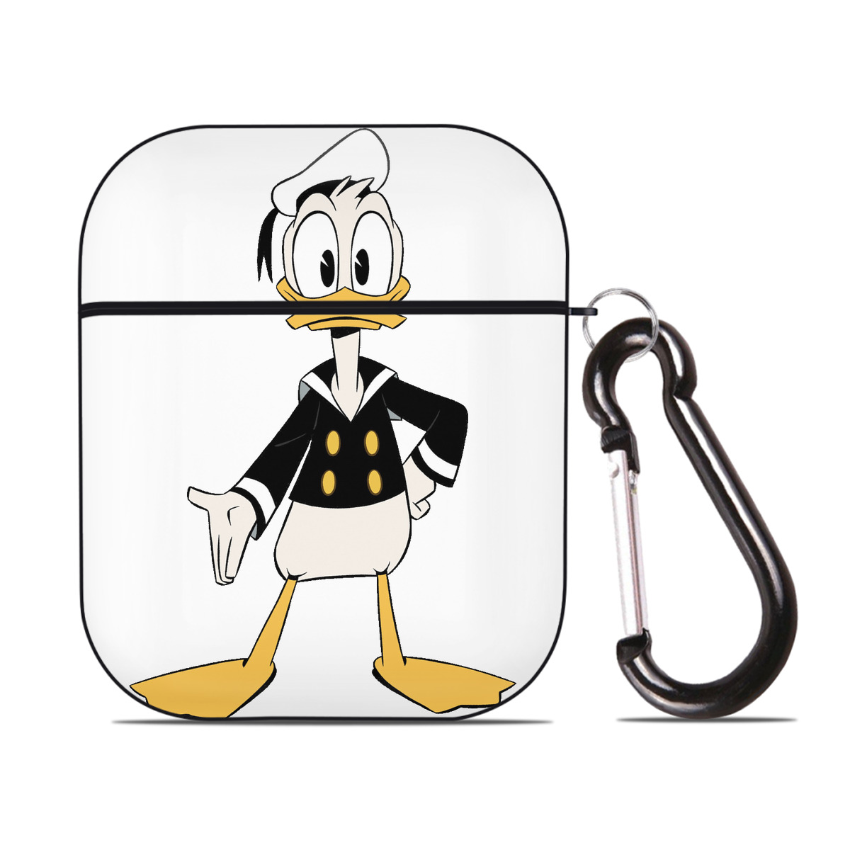 （画像用） ミッキーマウス Mickey Mouse AirPods 第2世代保護ケース ハードシェル ブラック 耐衝撃・防指紋・カラビナ付き