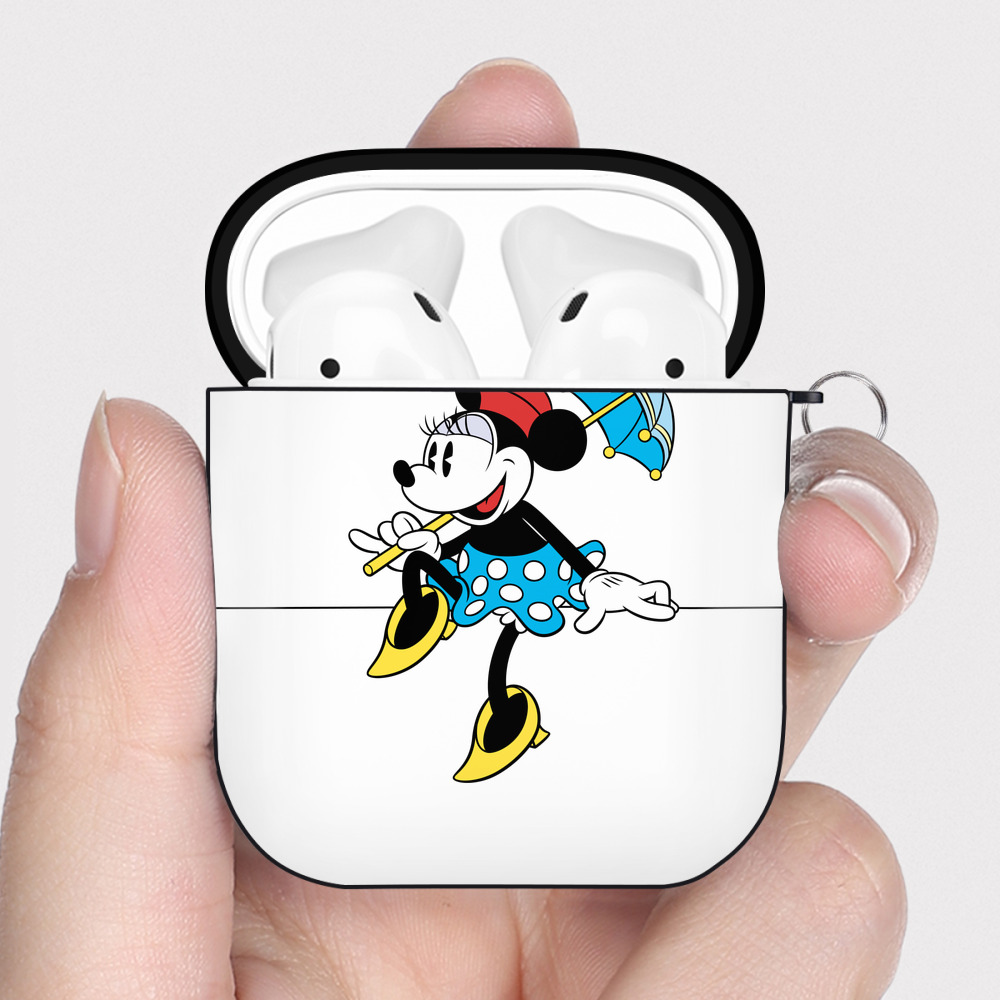 （画像用） ミッキーマウス Mickey Mouse AirPods 第2世代保護ケース ハードシェル ブラック 耐衝撃・防指紋・カラビナ付き