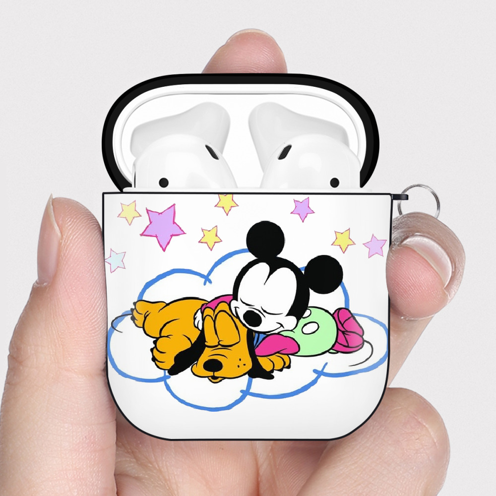 （画像用） ミッキーマウス Mickey Mouse AirPods 第2世代保護ケース ハードシェル ブラック 耐衝撃・防指紋・カラビナ付き