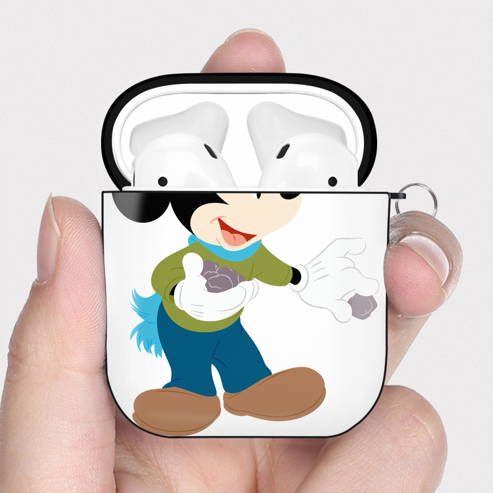 （画像用） ミッキーマウス Mickey Mouse AirPods 第2世代保護ケース ハードシェル ブラック 耐衝撃・防指紋・カラビナ付き