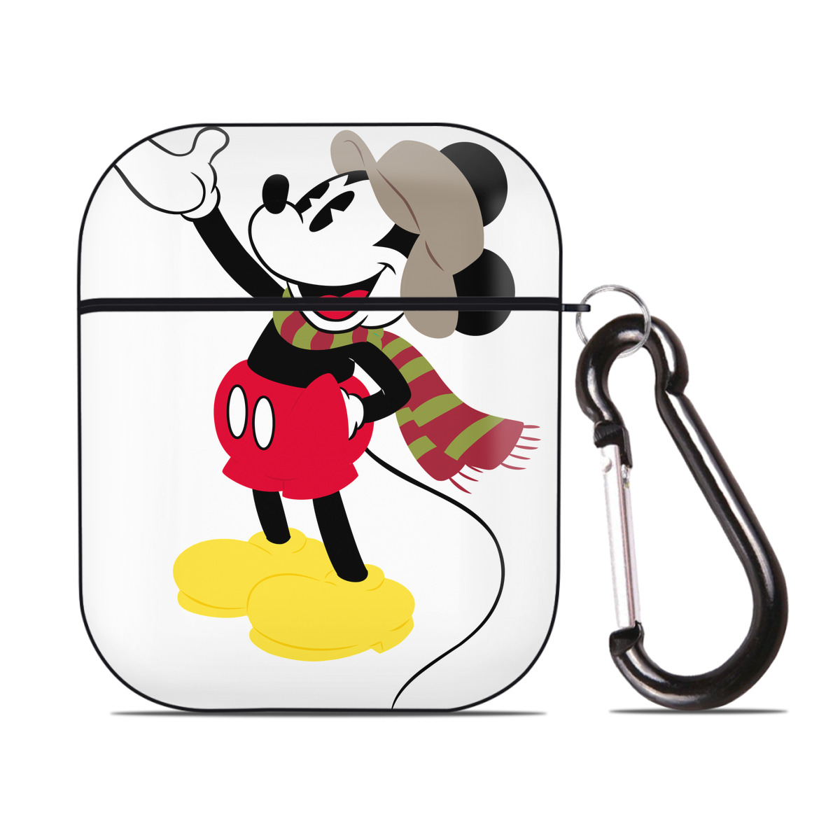 （画像用） ミッキーマウス Mickey Mouse AirPods 第2世代保護ケース ハードシェル ブラック 耐衝撃・防指紋・カラビナ付き