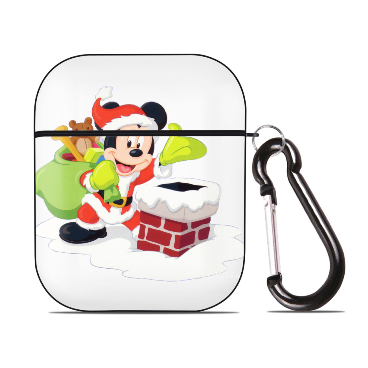 （画像用） ミッキーマウス Mickey Mouse AirPods 第2世代保護ケース ハードシェル ブラック 耐衝撃・防指紋・カラビナ付き