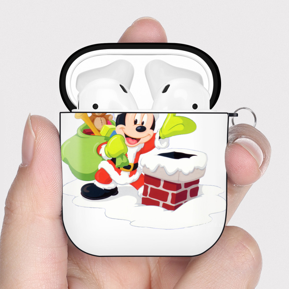 （画像用） ミッキーマウス Mickey Mouse AirPods 第2世代保護ケース ハードシェル ブラック 耐衝撃・防指紋・カラビナ付き