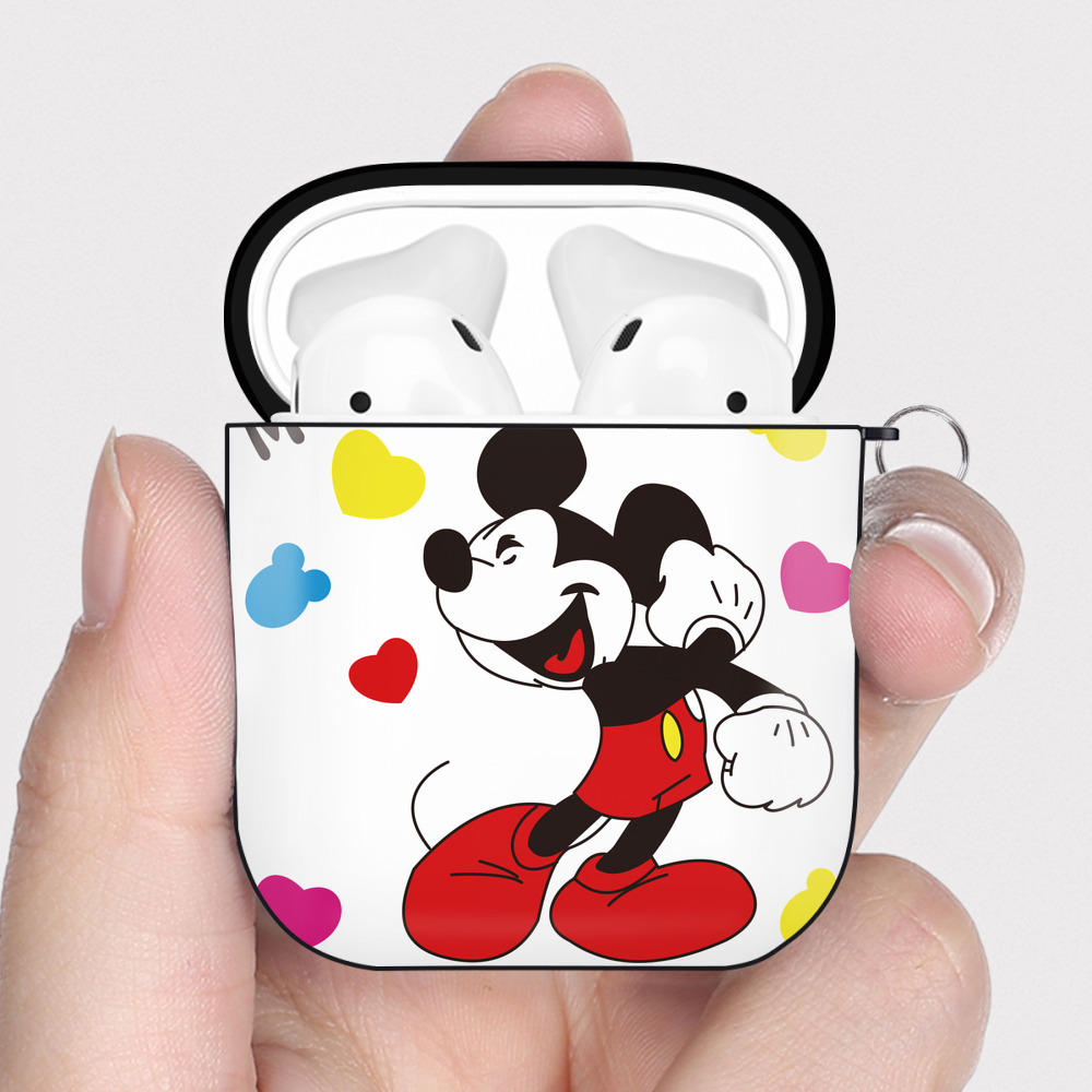 （画像用） ミッキーマウス Mickey Mouse AirPods 第2世代保護ケース ハードシェル ブラック 耐衝撃・防指紋・カラビナ付き