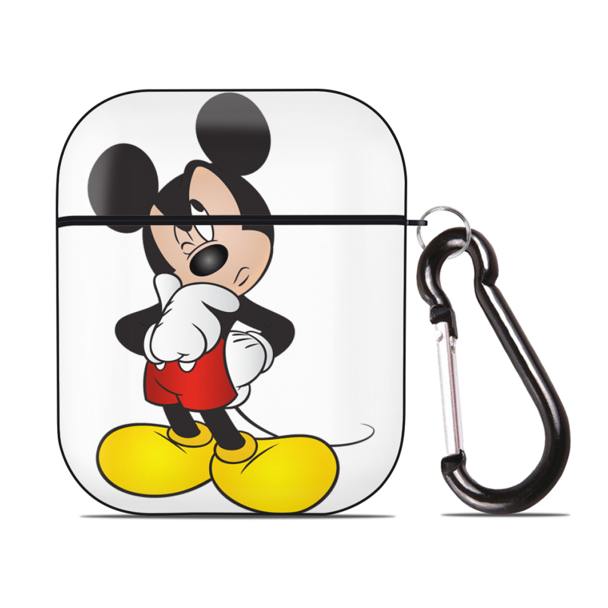 （画像用） ミッキーマウス Mickey Mouse AirPods 第2世代保護ケース ハードシェル ブラック 耐衝撃・防指紋・カラビナ付き