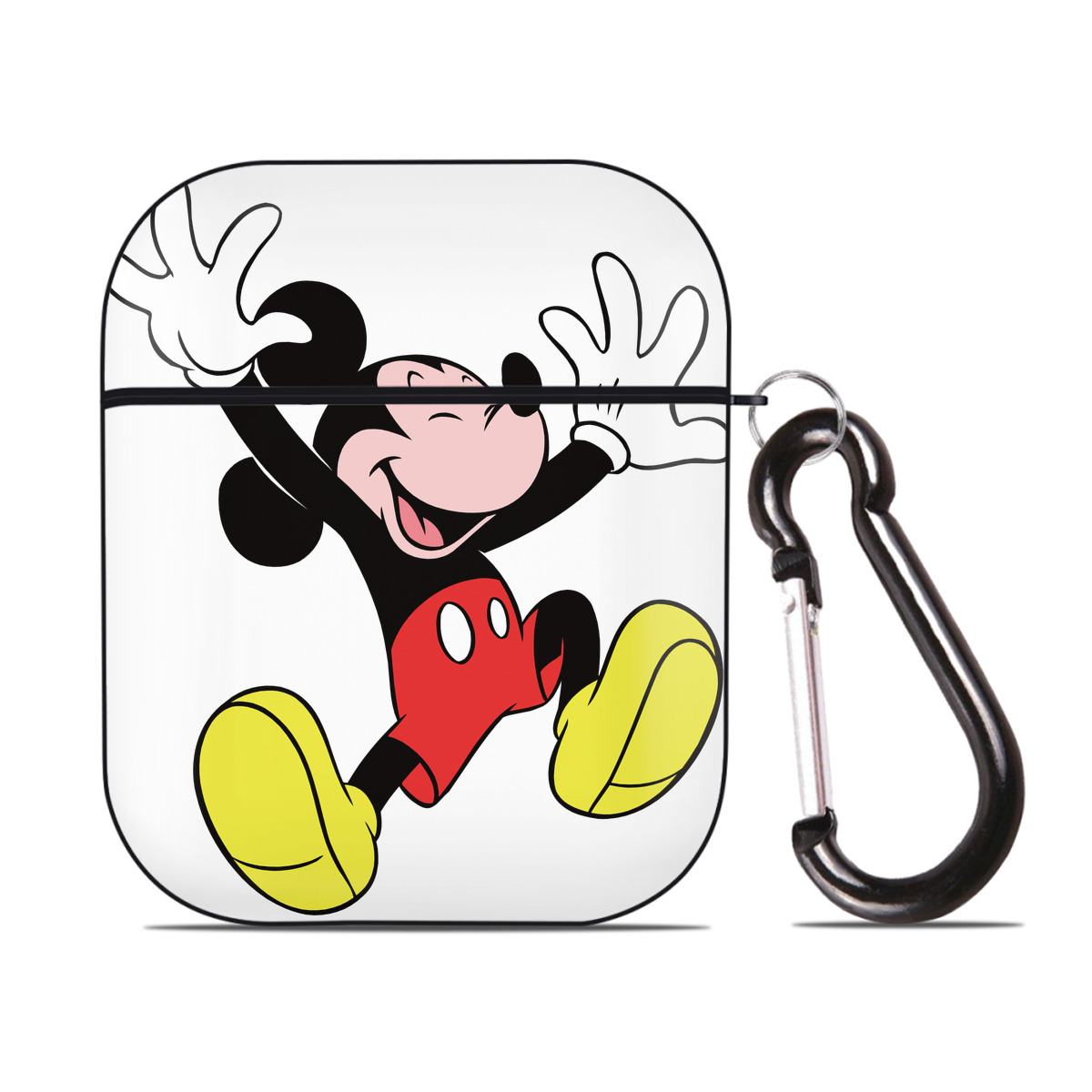 （画像用） ミッキーマウス Mickey Mouse AirPods 第2世代保護ケース ハードシェル ブラック 耐衝撃・防指紋・カラビナ付き