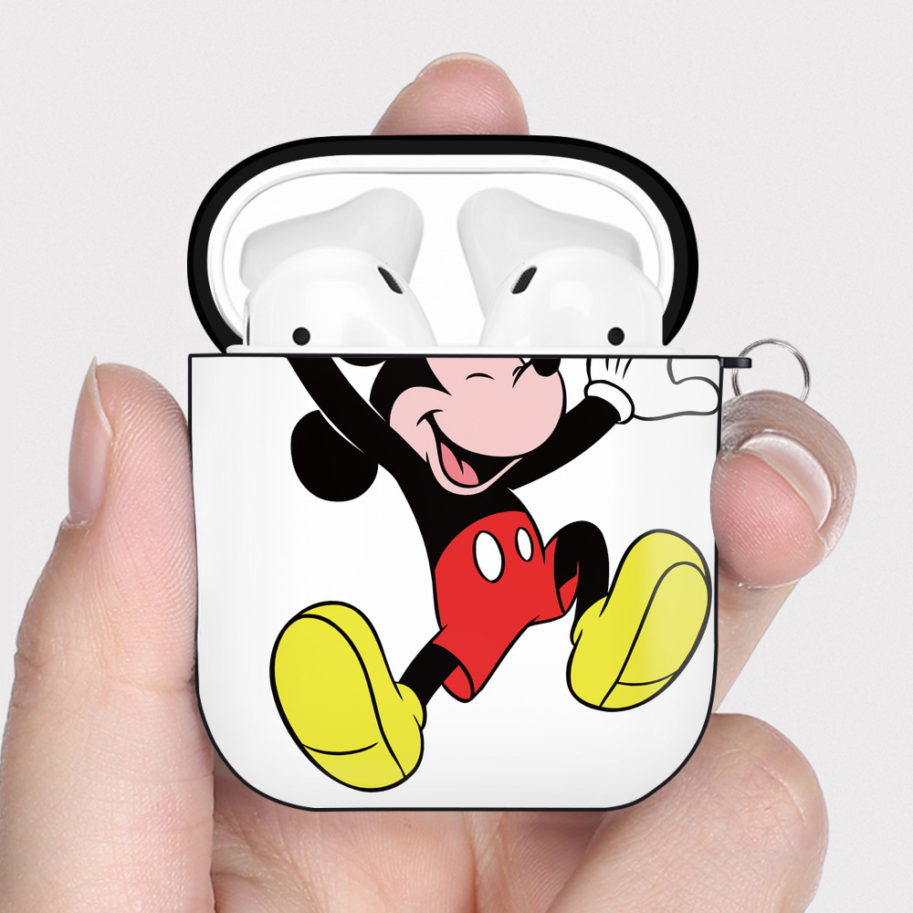 （画像用） ミッキーマウス Mickey Mouse AirPods 第2世代保護ケース ハードシェル ブラック 耐衝撃・防指紋・カラビナ付き
