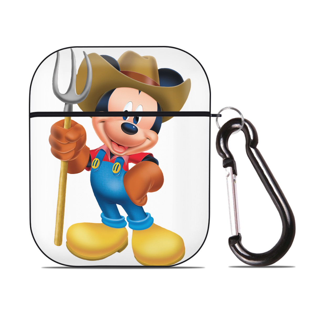 （画像用） ミッキーマウス Mickey Mouse AirPods 第2世代保護ケース ハードシェル ブラック 耐衝撃・防指紋・カラビナ付き