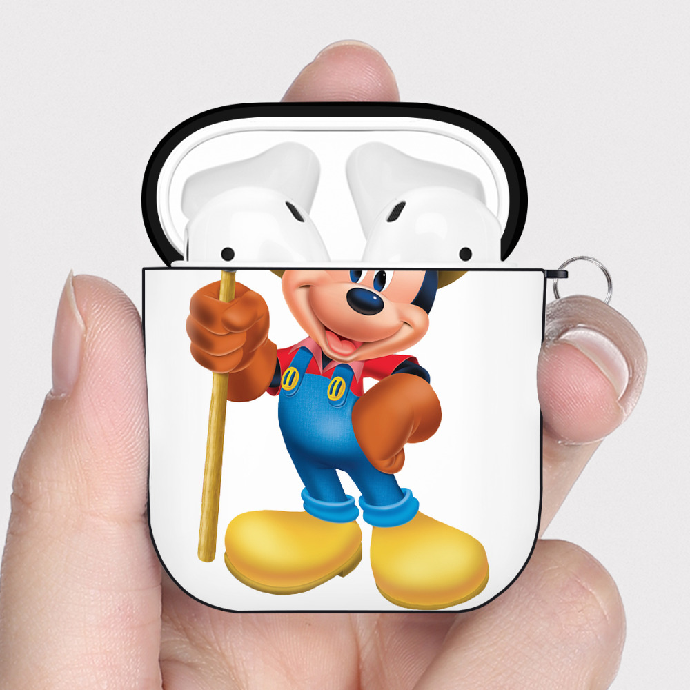 （画像用） ミッキーマウス Mickey Mouse AirPods 第2世代保護ケース ハードシェル ブラック 耐衝撃・防指紋・カラビナ付き