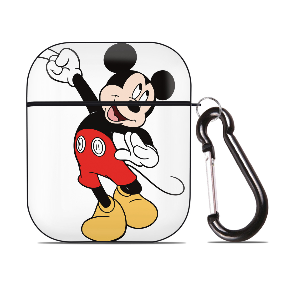 （画像用） ミッキーマウス Mickey Mouse AirPods 第2世代保護ケース ハードシェル ブラック 耐衝撃・防指紋・カラビナ付き