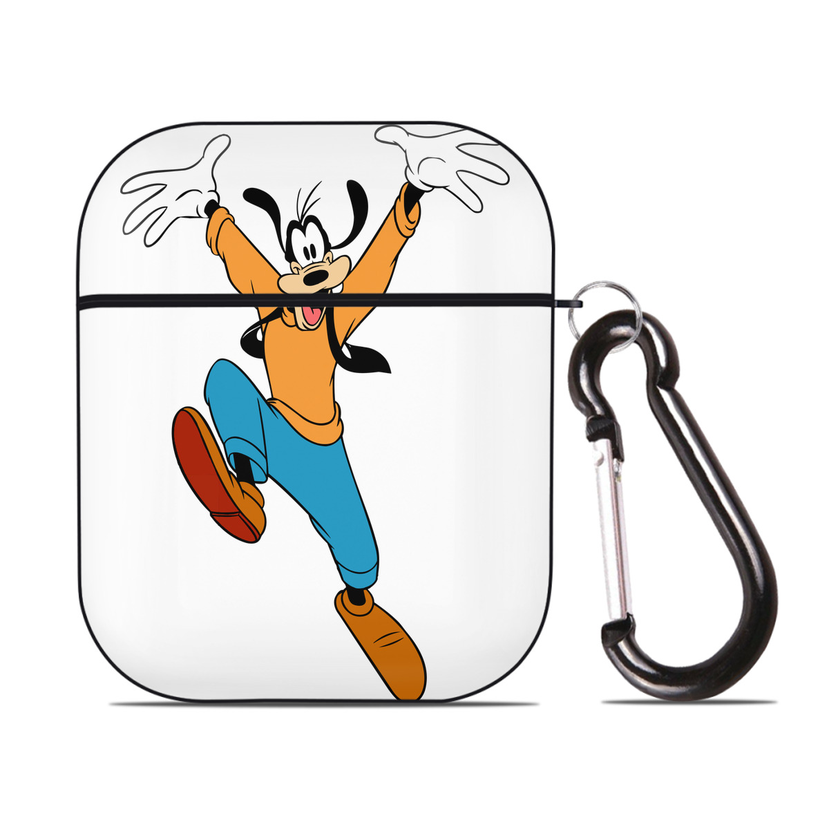 （画像用） ミッキーマウス Mickey Mouse AirPods 第2世代保護ケース ハードシェル ブラック 耐衝撃・防指紋・カラビナ付き