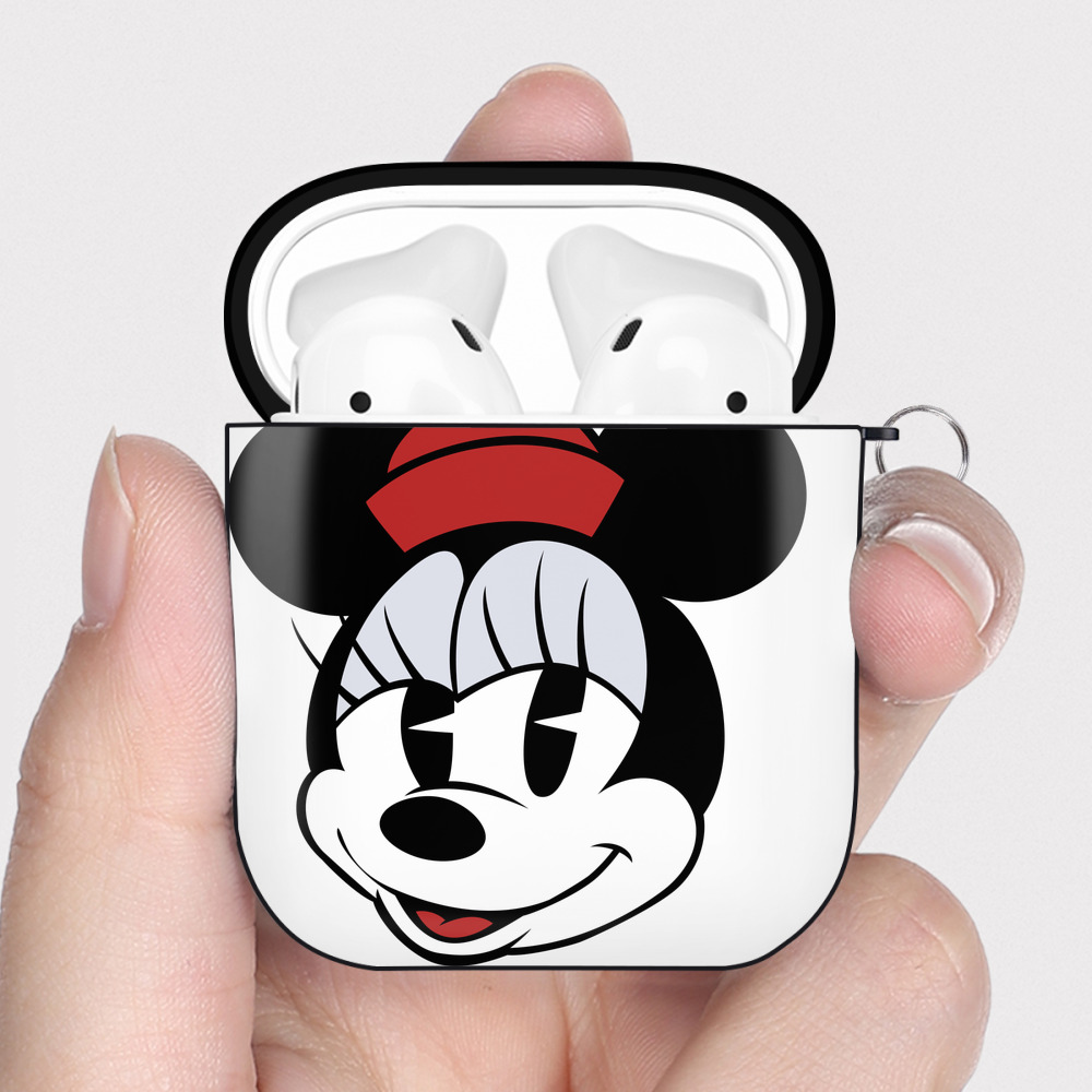 （画像用） ミッキーマウス Mickey Mouse AirPods 第2世代保護ケース ハードシェル ブラック 耐衝撃・防指紋・カラビナ付き