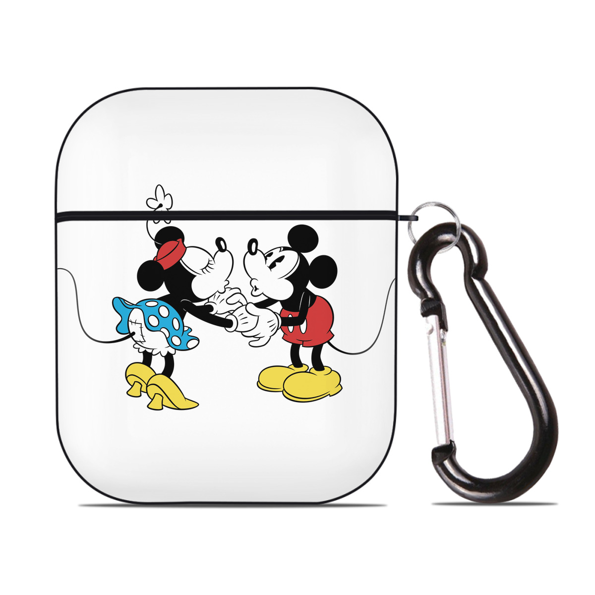 （画像用） ミッキーマウス Mickey Mouse AirPods 第2世代保護ケース ハードシェル ブラック 耐衝撃・防指紋・カラビナ付き