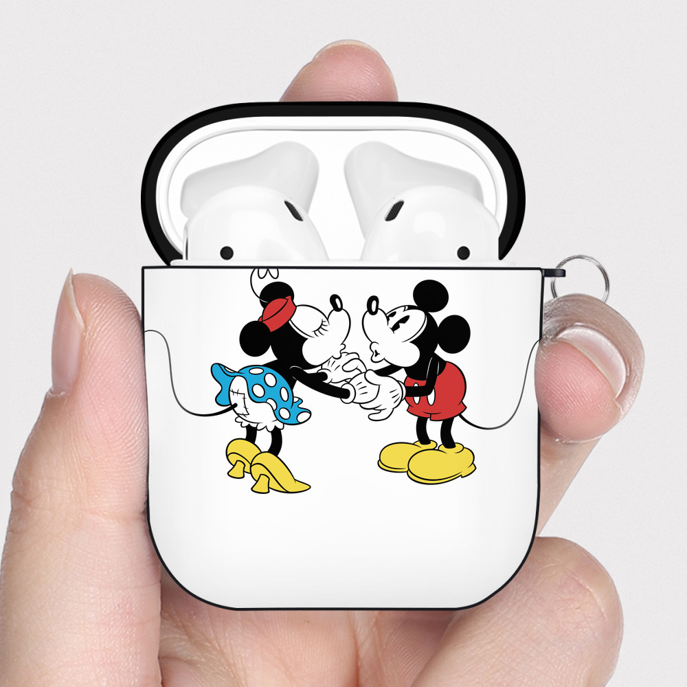 （画像用） ミッキーマウス Mickey Mouse AirPods 第2世代保護ケース ハードシェル ブラック 耐衝撃・防指紋・カラビナ付き