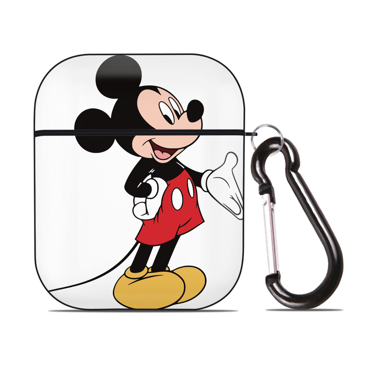 （画像用） ミッキーマウス Mickey Mouse AirPods 第2世代保護ケース ハードシェル ブラック 耐衝撃・防指紋・カラビナ付き