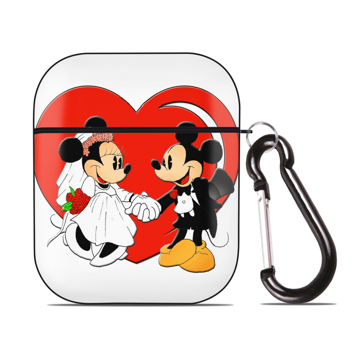 （画像用） ミッキーマウス Mickey Mouse AirPods 第2世代保護ケース ハードシェル ブラック 耐衝撃・防指紋・カラビナ付き