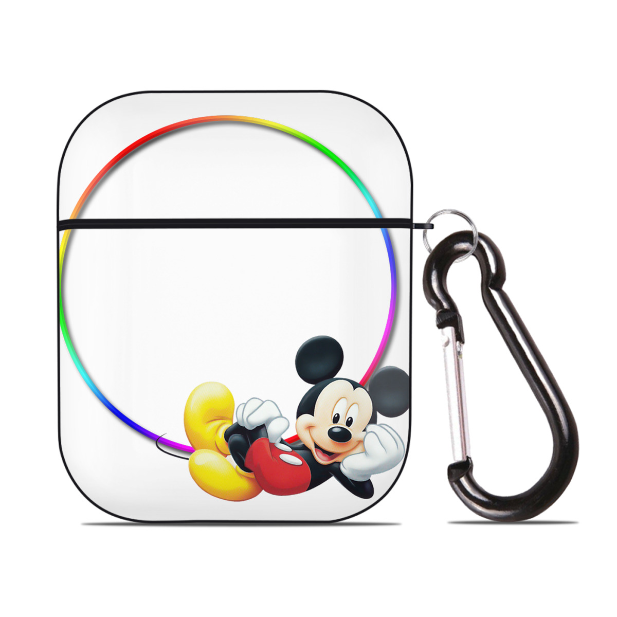 （画像用） ミッキーマウス Mickey Mouse AirPods 第2世代保護ケース ハードシェル ブラック 耐衝撃・防指紋・カラビナ付き