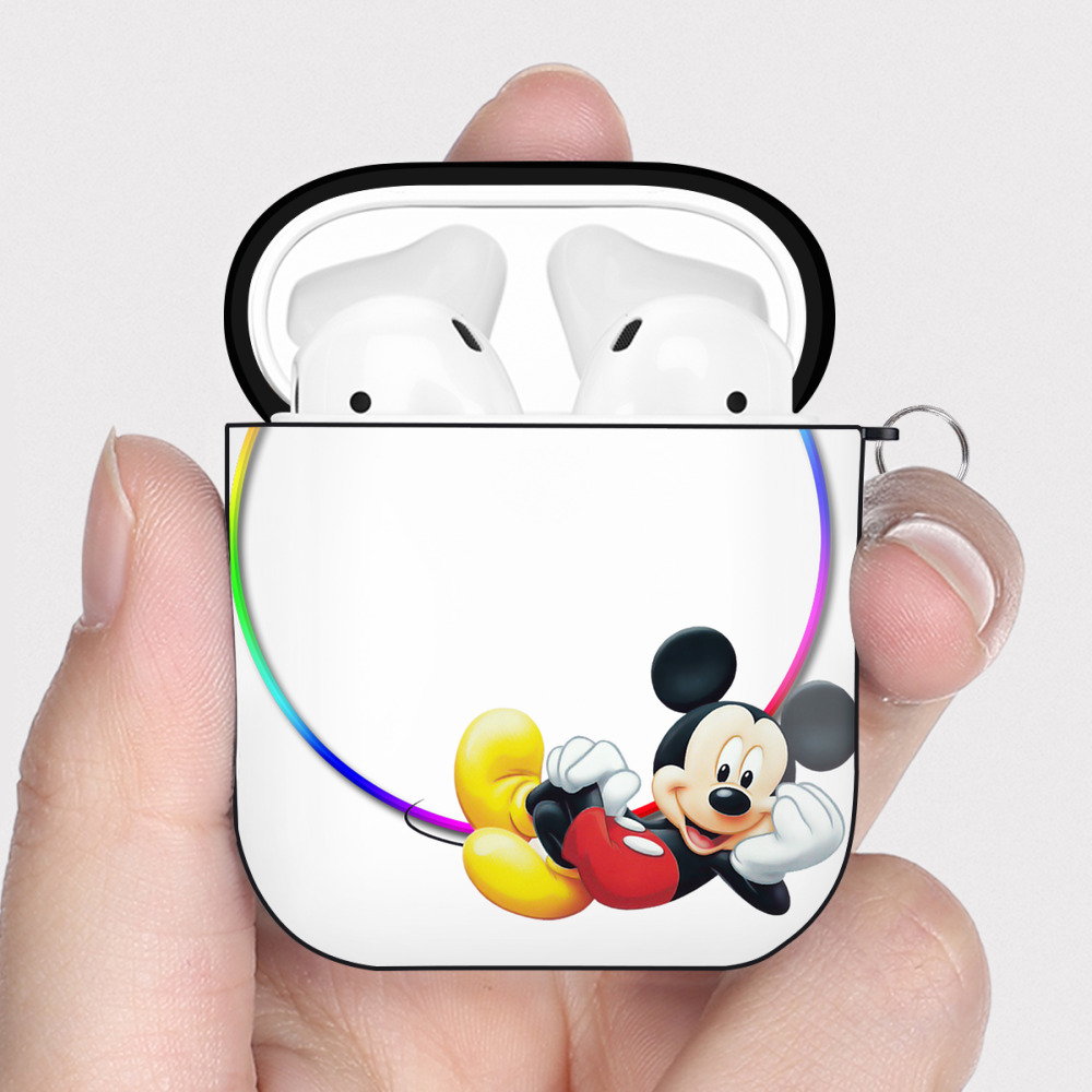 （画像用） ミッキーマウス Mickey Mouse AirPods 第2世代保護ケース ハードシェル ブラック 耐衝撃・防指紋・カラビナ付き