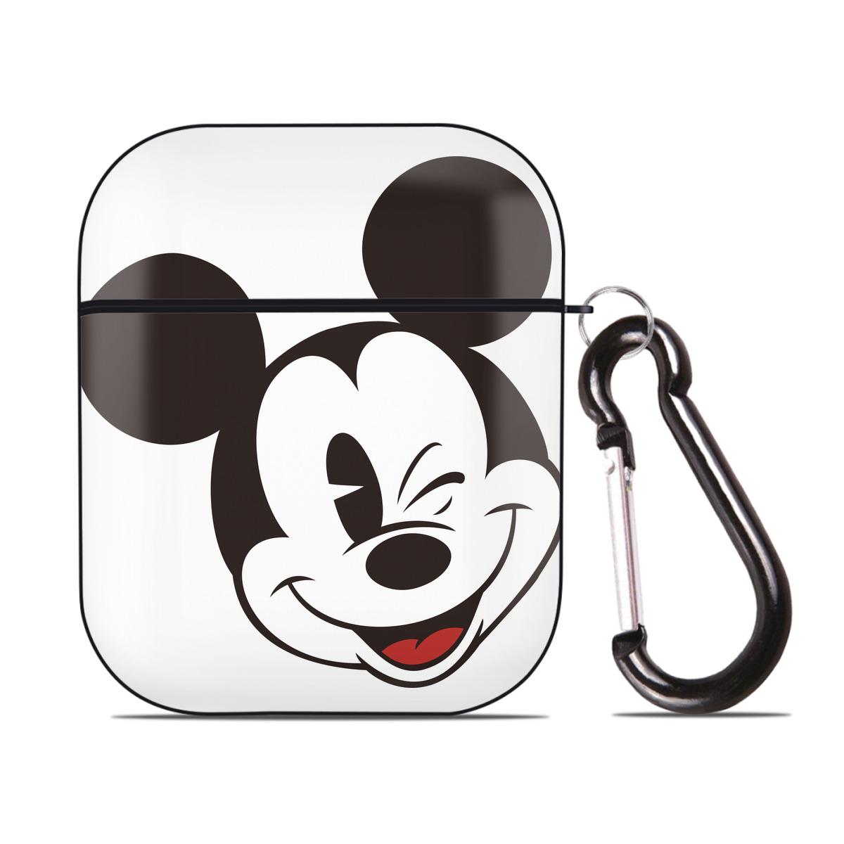 （画像用） ミッキーマウス Mickey Mouse AirPods 第2世代保護ケース ハードシェル ブラック 耐衝撃・防指紋・カラビナ付き