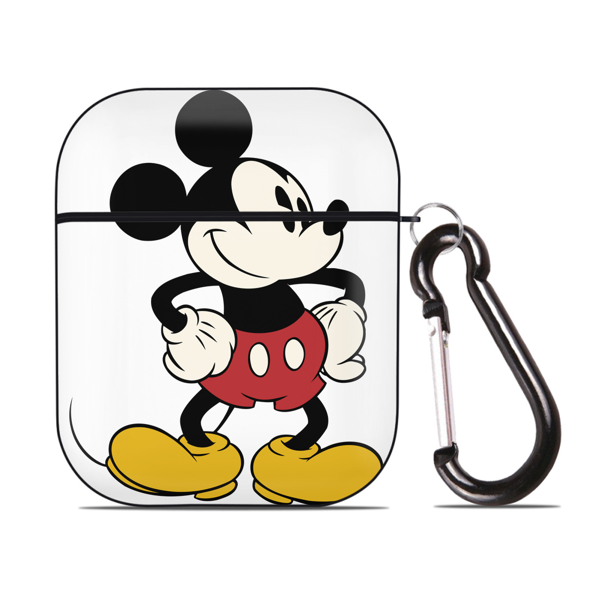 （画像用） ミッキーマウス Mickey Mouse AirPods 第2世代保護ケース ハードシェル ブラック 耐衝撃・防指紋・カラビナ付き