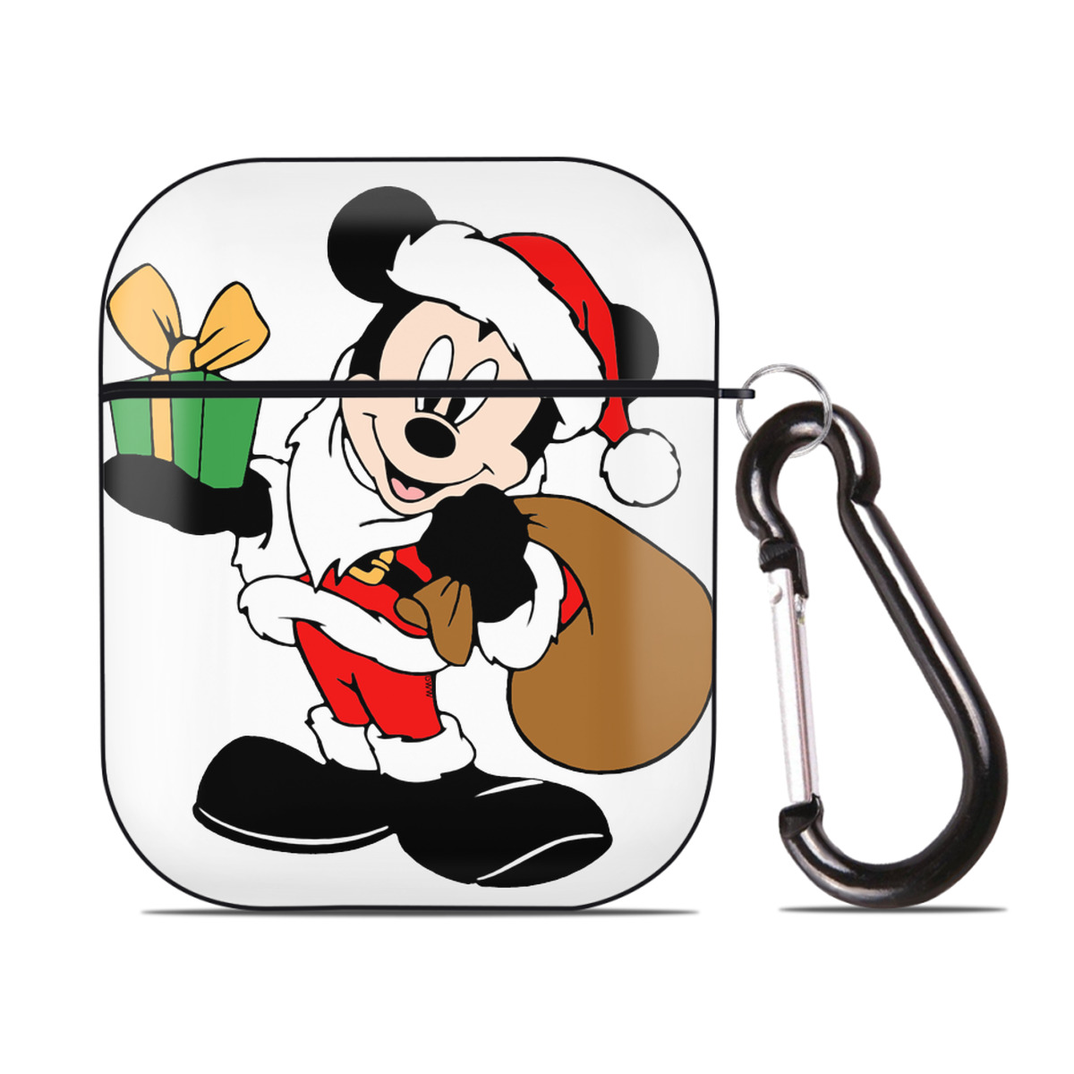 （画像用） ミッキーマウス Mickey Mouse AirPods 第2世代保護ケース ハードシェル ブラック 耐衝撃・防指紋・カラビナ付き