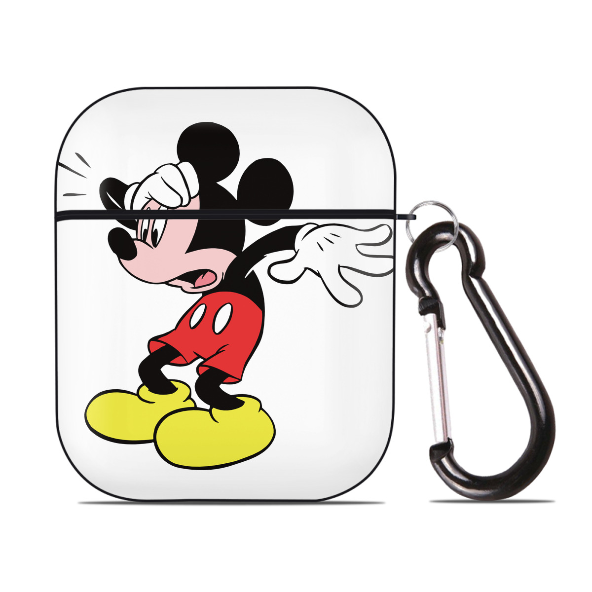 （画像用） ミッキーマウス Mickey Mouse AirPods 第2世代保護ケース ハードシェル ブラック 耐衝撃・防指紋・カラビナ付き