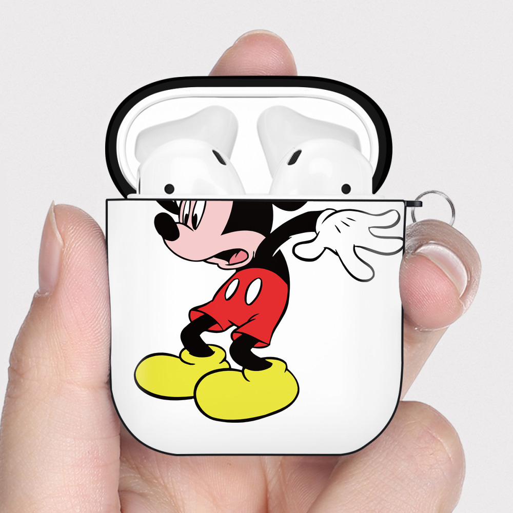 （画像用） ミッキーマウス Mickey Mouse AirPods 第2世代保護ケース ハードシェル ブラック 耐衝撃・防指紋・カラビナ付き