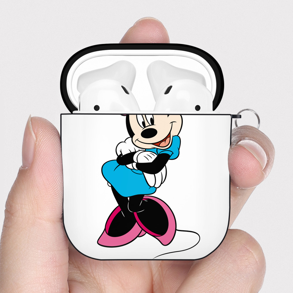 （画像用） ミッキーマウス Mickey Mouse AirPods 第2世代保護ケース ハードシェル ブラック 耐衝撃・防指紋・カラビナ付き