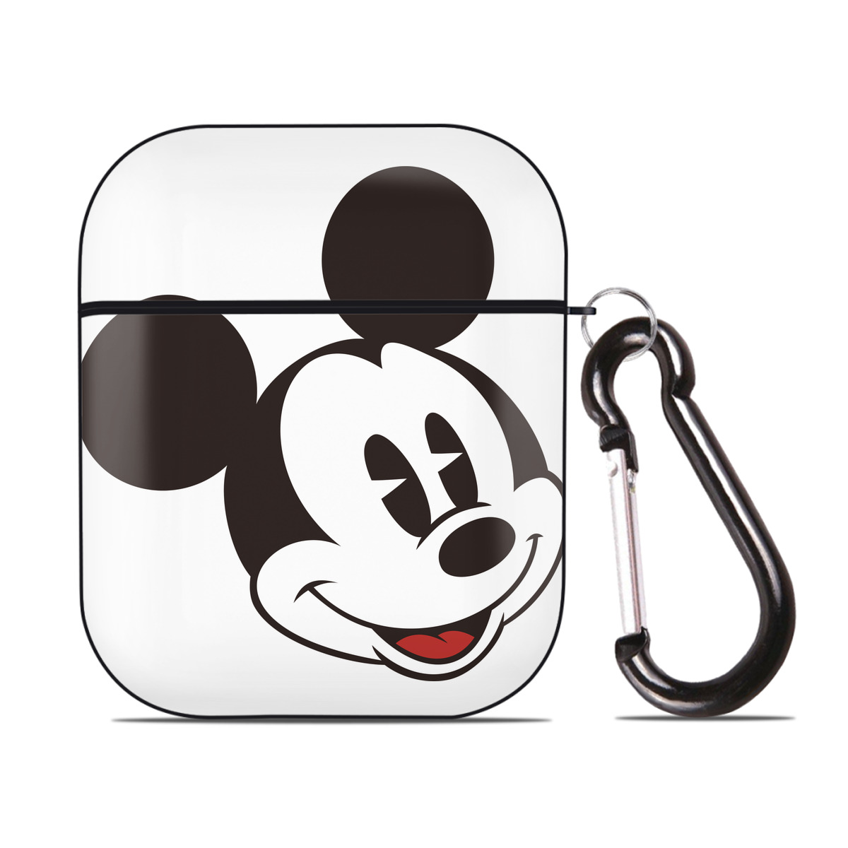 （画像用） ミッキーマウス Mickey Mouse AirPods 第2世代保護ケース ハードシェル ブラック 耐衝撃・防指紋・カラビナ付き