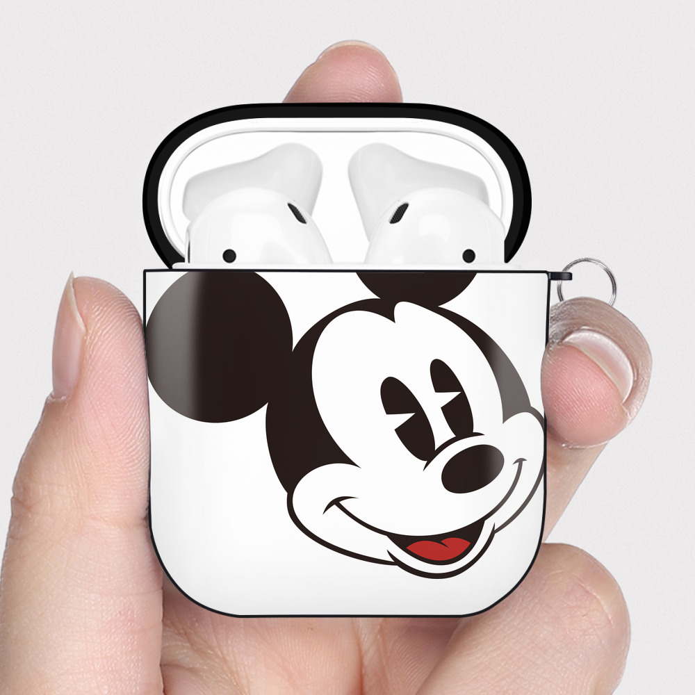 （画像用） ミッキーマウス Mickey Mouse AirPods 第2世代保護ケース ハードシェル ブラック 耐衝撃・防指紋・カラビナ付き