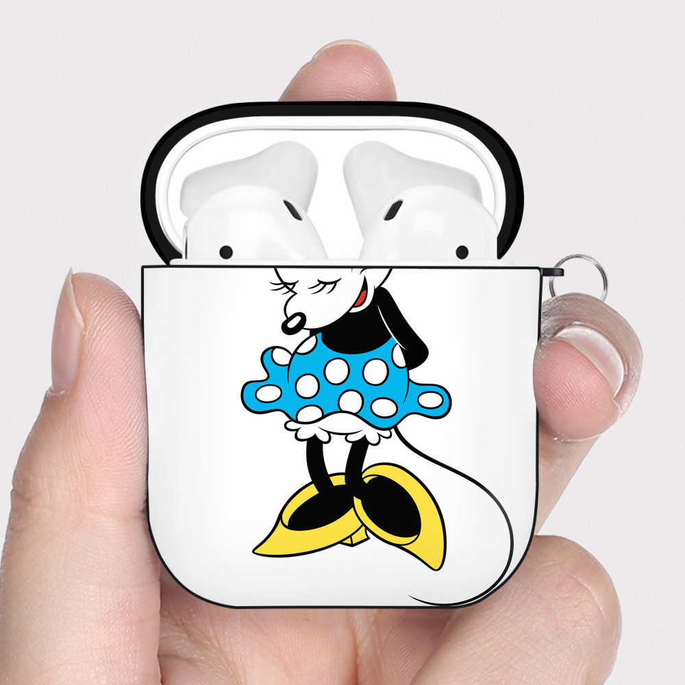（画像用） ミッキーマウス Mickey Mouse AirPods 第2世代保護ケース ハードシェル ブラック 耐衝撃・防指紋・カラビナ付き