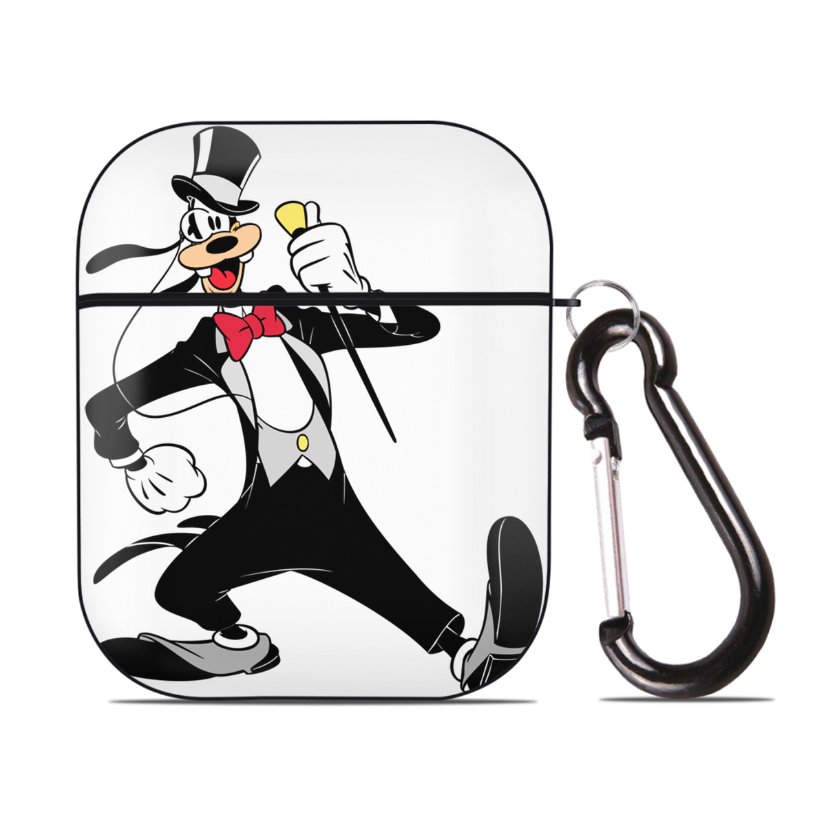 （画像用） ミッキーマウス Mickey Mouse AirPods 第2世代保護ケース ハードシェル ブラック 耐衝撃・防指紋・カラビナ付き