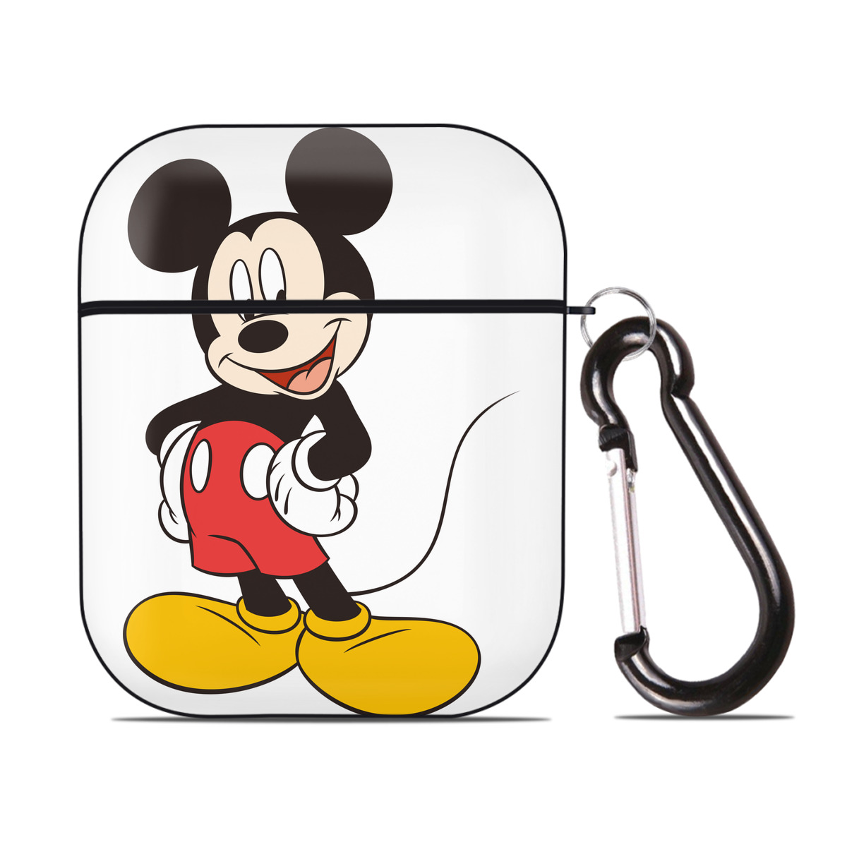 （画像用） ミッキーマウス Mickey Mouse AirPods 第2世代保護ケース ハードシェル ブラック 耐衝撃・防指紋・カラビナ付き