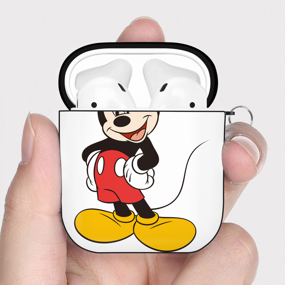 （画像用） ミッキーマウス Mickey Mouse AirPods 第2世代保護ケース ハードシェル ブラック 耐衝撃・防指紋・カラビナ付き