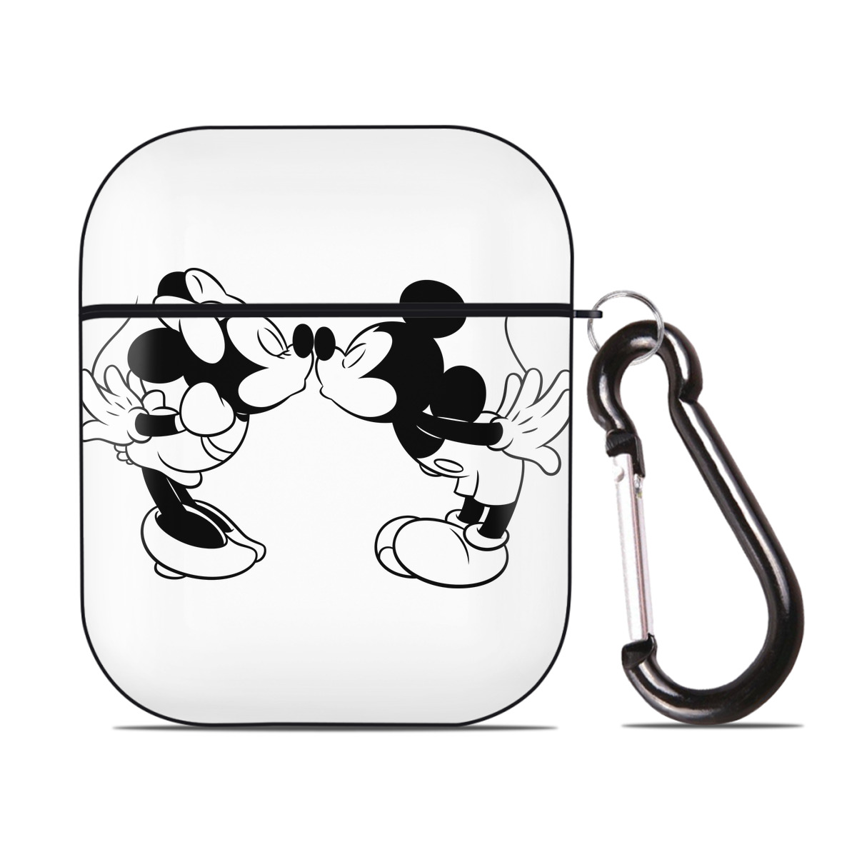 （画像用） ミッキーマウス Mickey Mouse AirPods 第2世代保護ケース ハードシェル ブラック 耐衝撃・防指紋・カラビナ付き