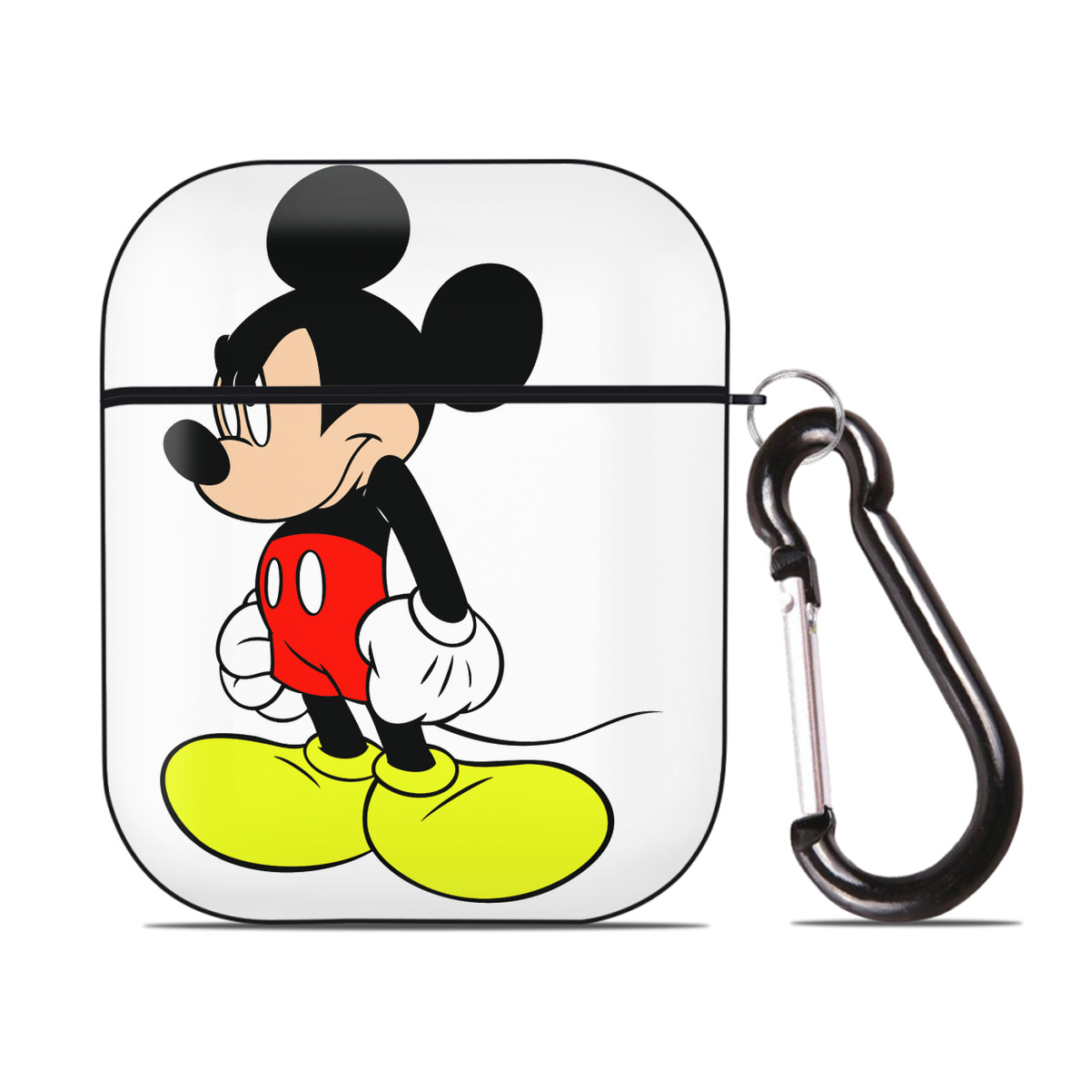 （画像用） ミッキーマウス Mickey Mouse AirPods 第2世代保護ケース ハードシェル ブラック 耐衝撃・防指紋・カラビナ付き