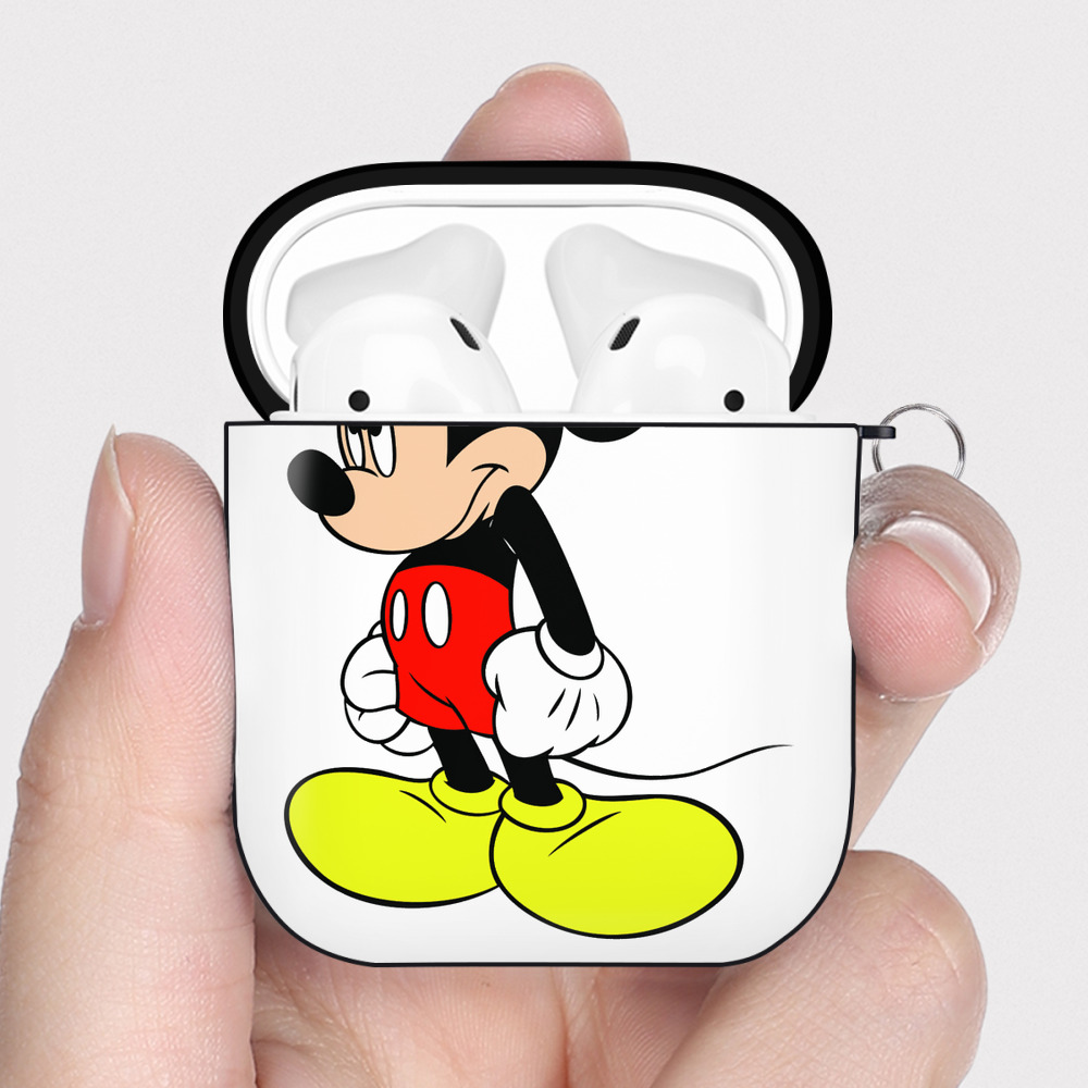 （画像用） ミッキーマウス Mickey Mouse AirPods 第2世代保護ケース ハードシェル ブラック 耐衝撃・防指紋・カラビナ付き