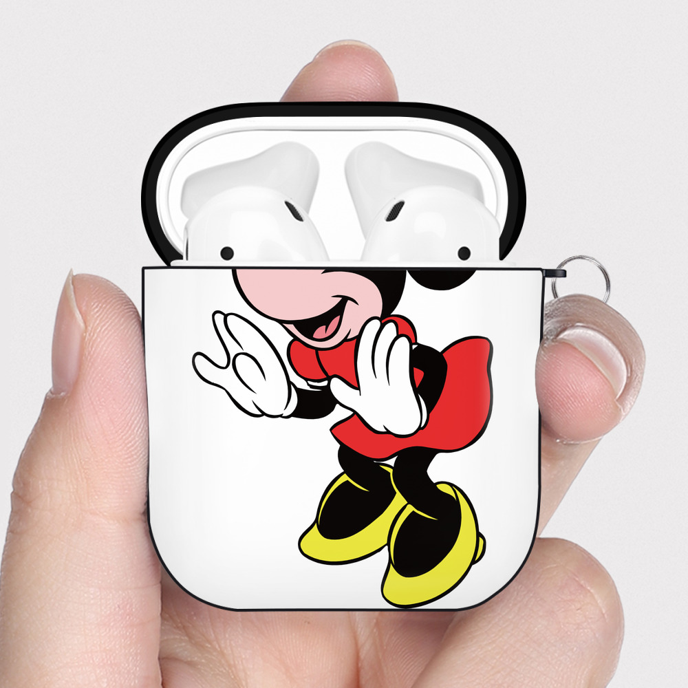 （画像用） ミッキーマウス Mickey Mouse AirPods 第2世代保護ケース ハードシェル ブラック 耐衝撃・防指紋・カラビナ付き