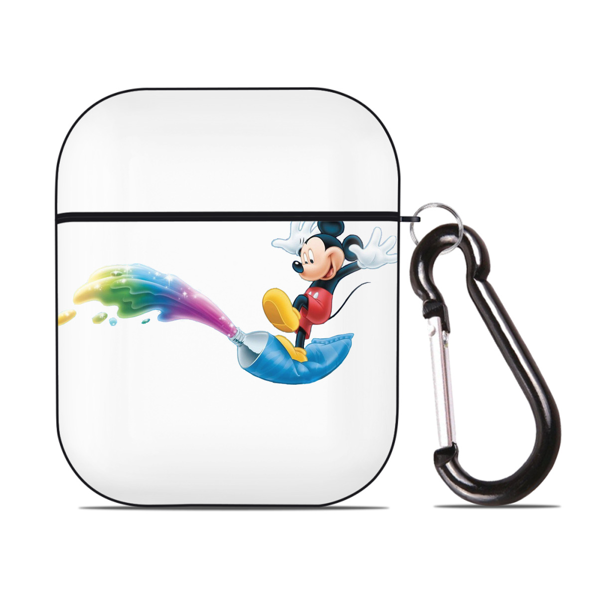 （画像用） ミッキーマウス Mickey Mouse AirPods 第2世代保護ケース ハードシェル ブラック 耐衝撃・防指紋・カラビナ付き