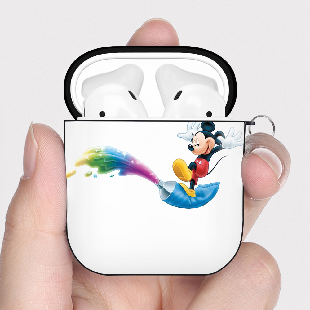 （画像用） ミッキーマウス Mickey Mouse AirPods 第2世代保護ケース ハードシェル ブラック 耐衝撃・防指紋・カラビナ付き