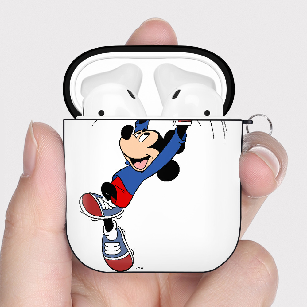 （画像用） ミッキーマウス Mickey Mouse AirPods 第2世代保護ケース ハードシェル ブラック 耐衝撃・防指紋・カラビナ付き