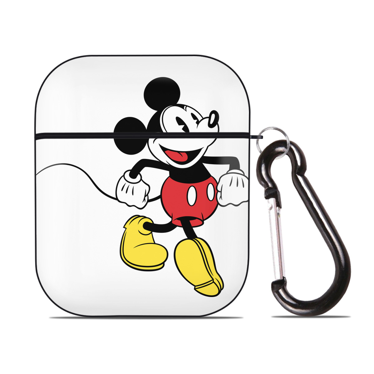 （画像用） ミッキーマウス Mickey Mouse AirPods 第2世代保護ケース ハードシェル ブラック 耐衝撃・防指紋・カラビナ付き