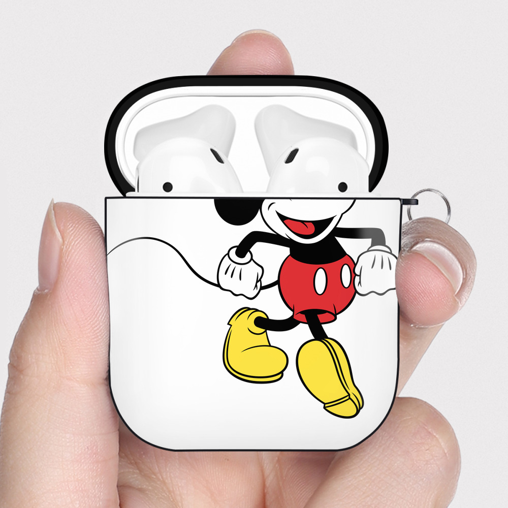 （画像用） ミッキーマウス Mickey Mouse AirPods 第2世代保護ケース ハードシェル ブラック 耐衝撃・防指紋・カラビナ付き