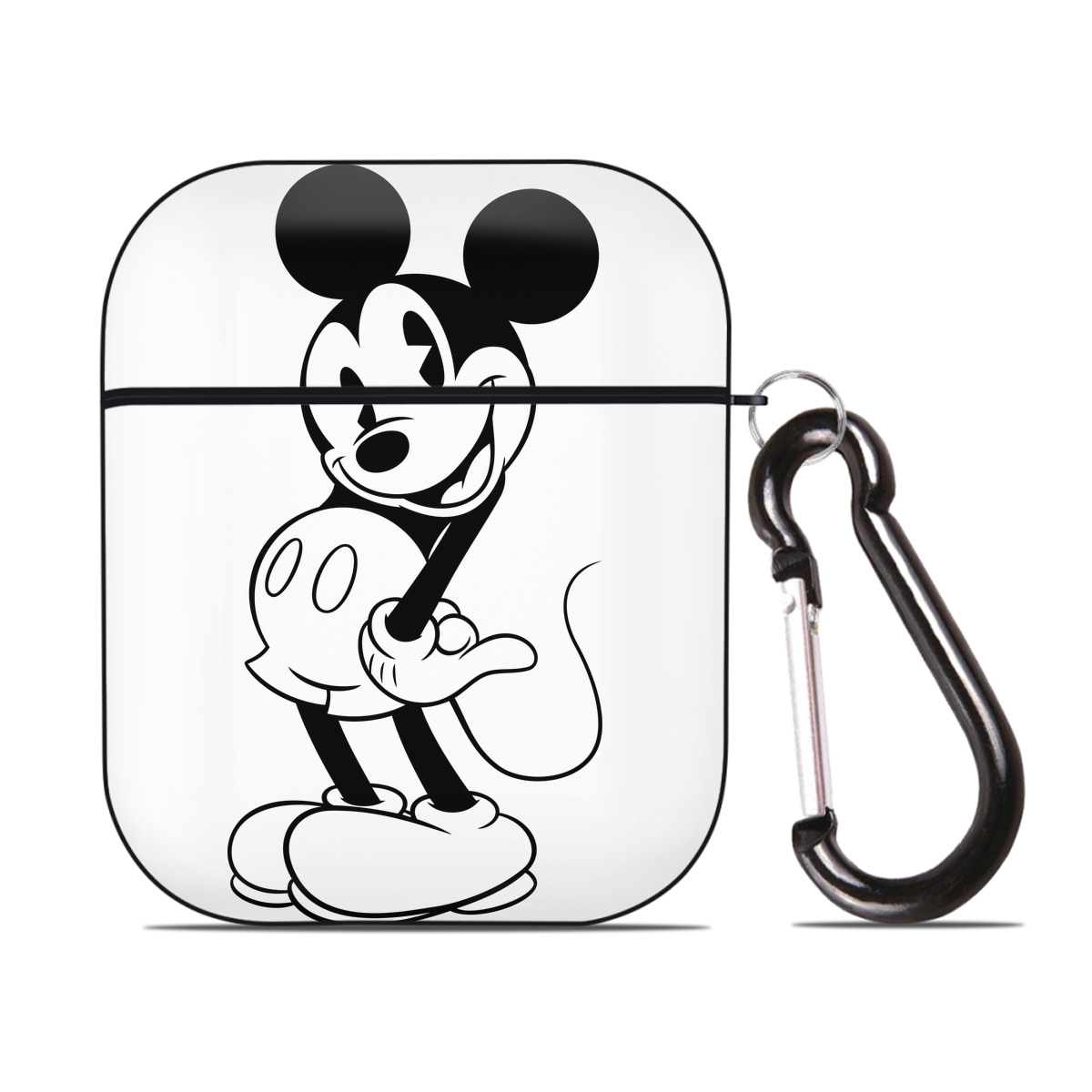 （画像用） ミッキーマウス Mickey Mouse AirPods 第2世代保護ケース ハードシェル ブラック 耐衝撃・防指紋・カラビナ付き