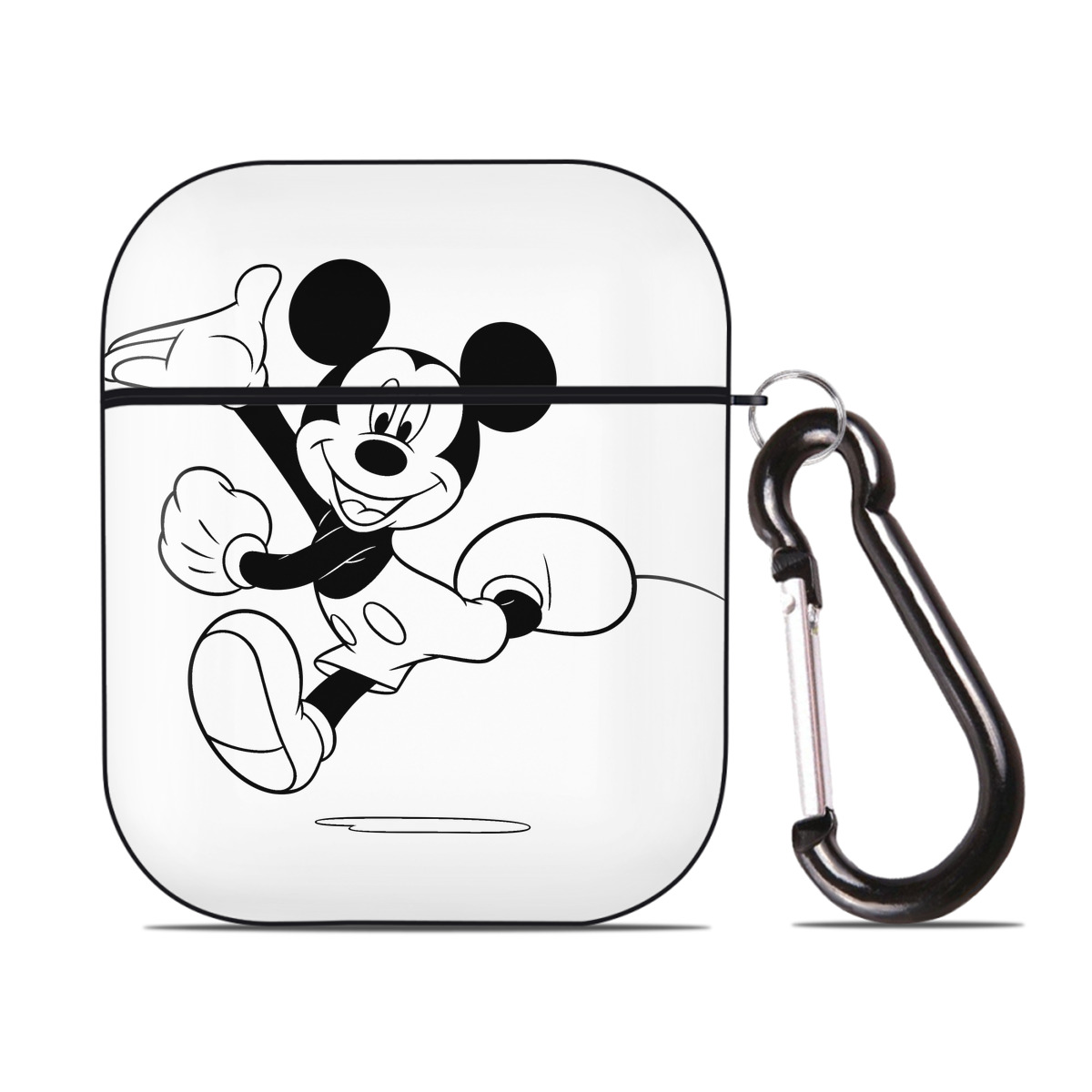 （画像用） ミッキーマウス Mickey Mouse AirPods 第2世代保護ケース ハードシェル ブラック 耐衝撃・防指紋・カラビナ付き
