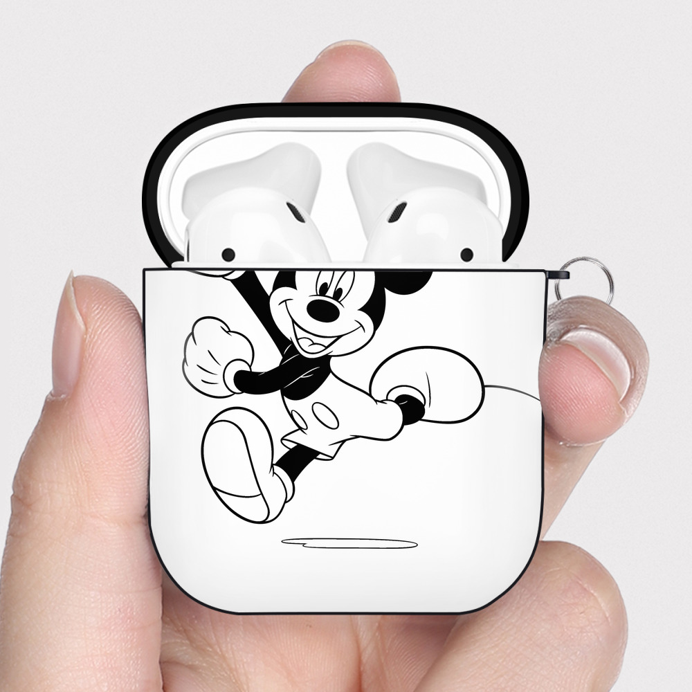 （画像用） ミッキーマウス Mickey Mouse AirPods 第2世代保護ケース ハードシェル ブラック 耐衝撃・防指紋・カラビナ付き