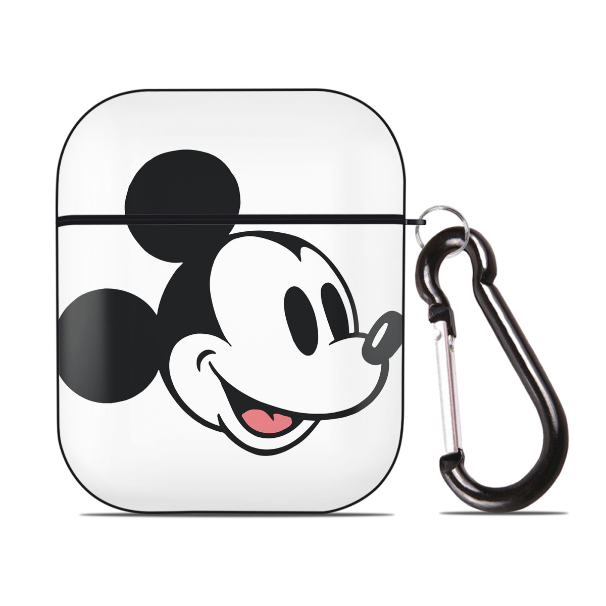 （画像用） ミッキーマウス Mickey Mouse AirPods 第2世代保護ケース ハードシェル ブラック 耐衝撃・防指紋・カラビナ付き