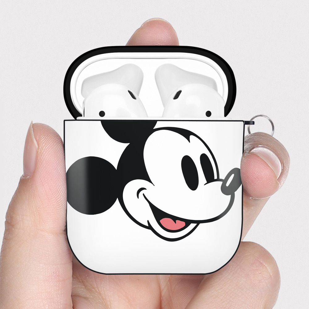 （画像用） ミッキーマウス Mickey Mouse AirPods 第2世代保護ケース ハードシェル ブラック 耐衝撃・防指紋・カラビナ付き