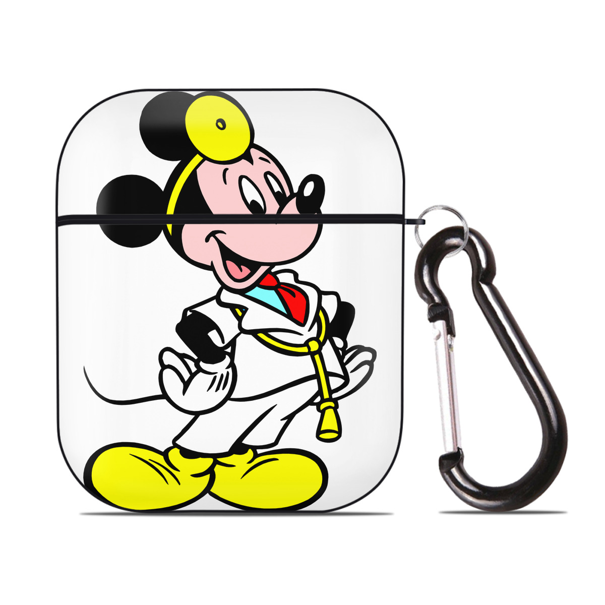（画像用） ミッキーマウス Mickey Mouse AirPods 第2世代保護ケース ハードシェル ブラック 耐衝撃・防指紋・カラビナ付き